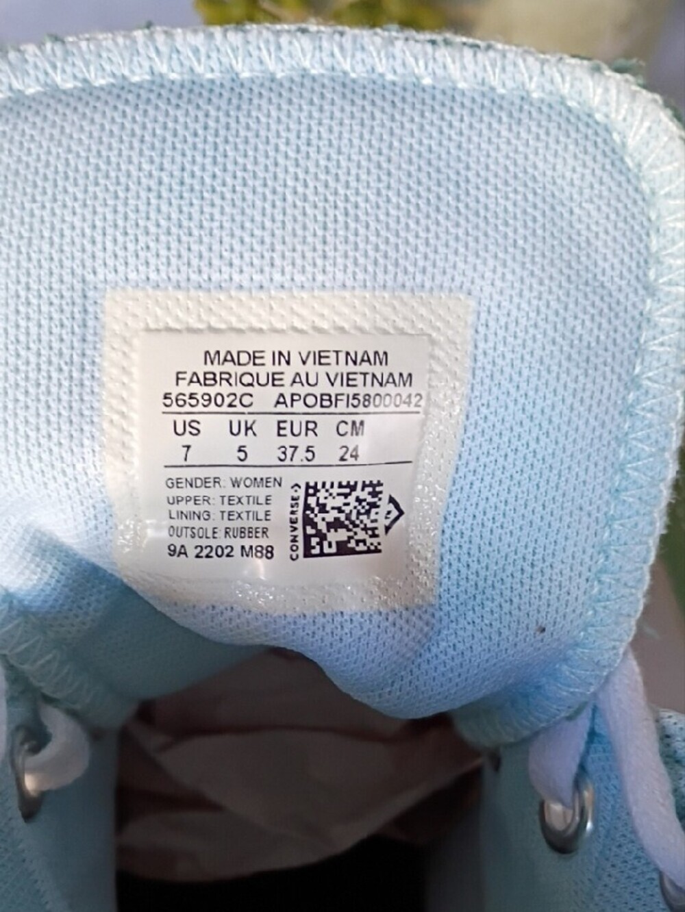 Converse Women's Chuck Taylor High Top Sneakers in Mint Green & Blue Size 7 - Picture 11 of 15